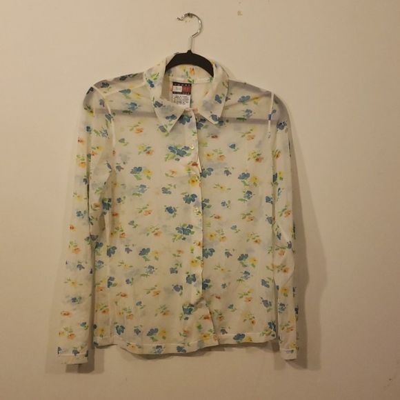 Tommy Hilfiger Tops - Tommy Hilfiger NWT Sheer Button Down Top Size M